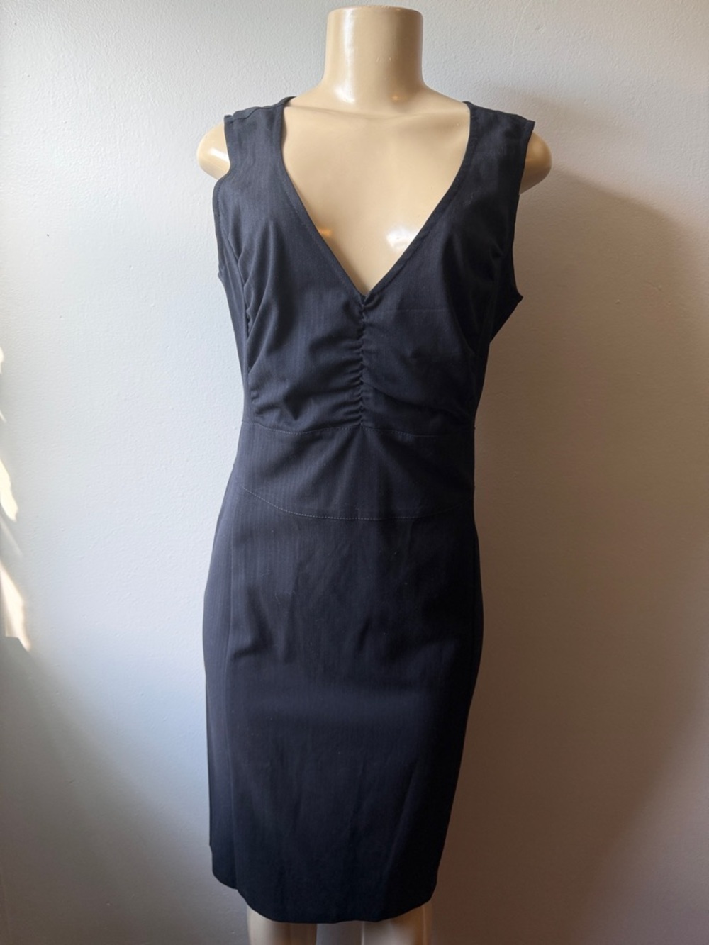 Sisley Black V-Neck Midi Sheath Dress